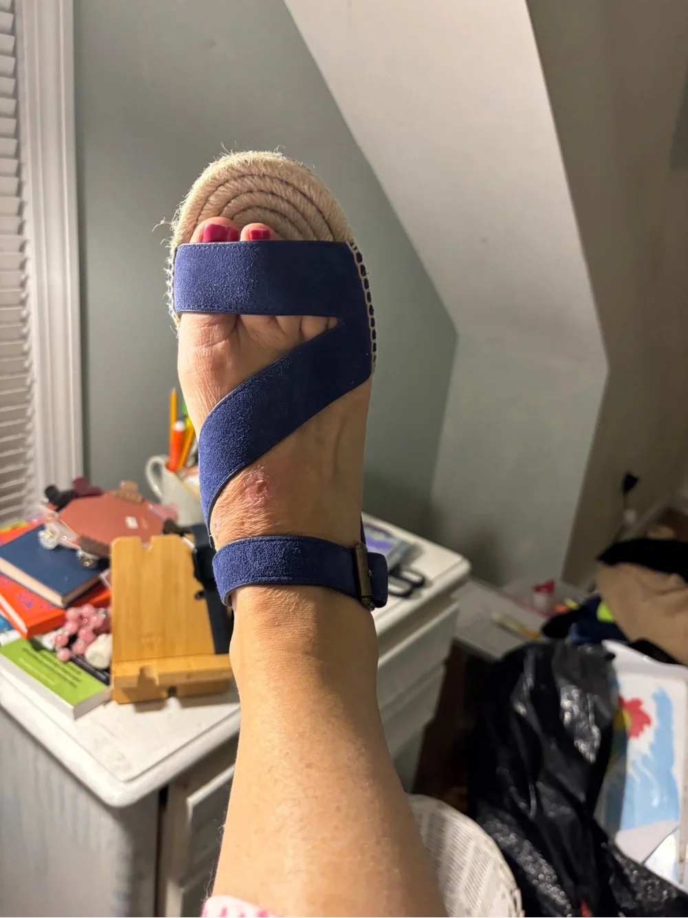 Nordstrom signature Blue Crisscross Platform Espadrille Sandals with Ankle Strap